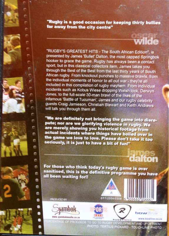 DVD - Rugby`s Greatest Hits - South African Edition - presented by James `Bullet` Dalton