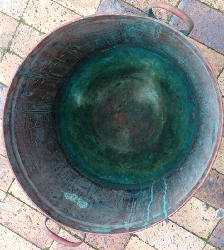 Vintage large copper and brass cauldron