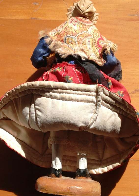 Original vintage terracotta doll made in France by Huguette Devillaine, Santonnier - signed