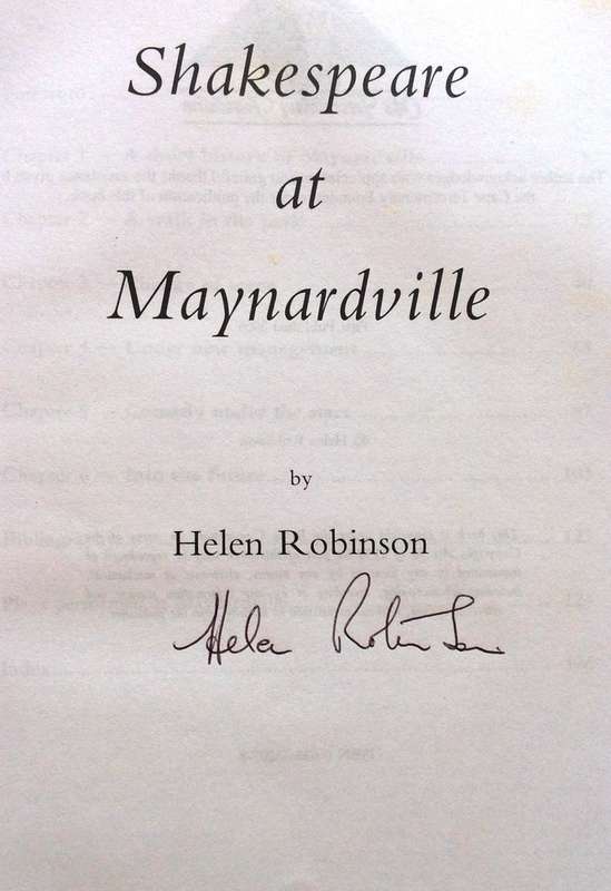 Shakespeare at Maynardville - Helen Robinson - Hardcover - Signed by Author