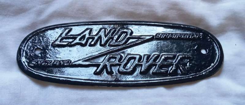 Vintage original aluminium Land Rover badge, Birmingham, England