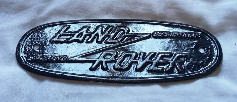 Vintage original aluminium Land Rover badge, Birmingham, England