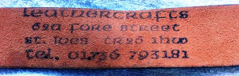 Custom made imported belt with heavy Viking buckle - BlueCeltic pattern on belt - Made In England