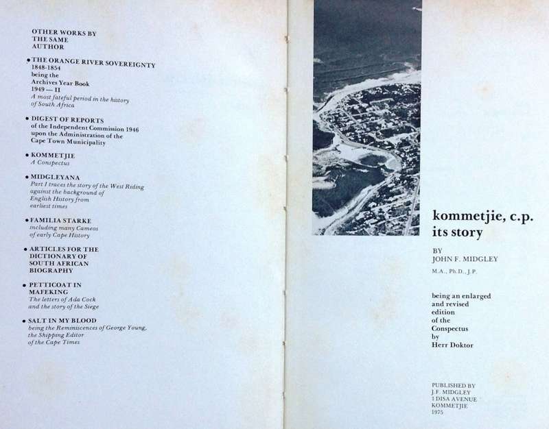 KOMMETJIE C.P. - its story - John F Midgely - First edition 1975 - Hardcover