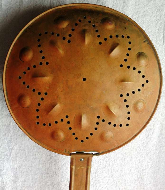Vintage copper and brass bed warming pan