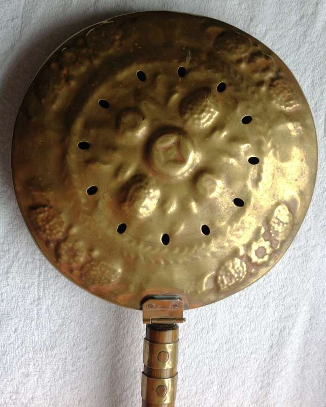 Vintage brass and copper bed warming pan