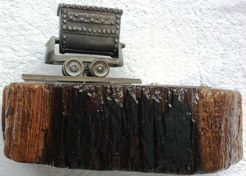Vintage model of coco pan on Rhodesian Teak from Kimberley Mine (Colesberg Kopje - "Big Hole")