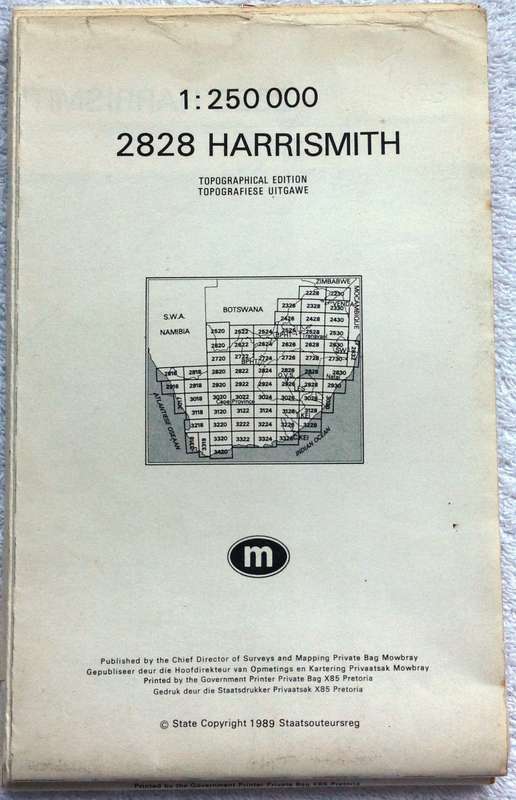 MAP - HARRISMITH - Ref 2828 - Topographical edition 1989  1 : 250,000