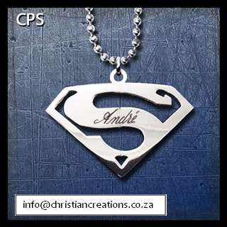 Superman - stainless steel pendant and chain with engraving