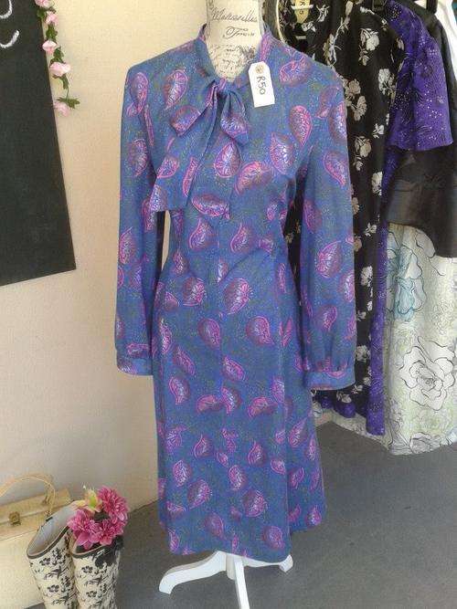 Charlotte Vintage pussy bow tea dress