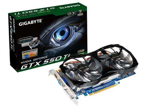 GIGABYTE nVidia GeForce GTX550Ti - 1GB GDDR5, 192-Bit Memory Bus, PCI Express 2.0, 2x DVI