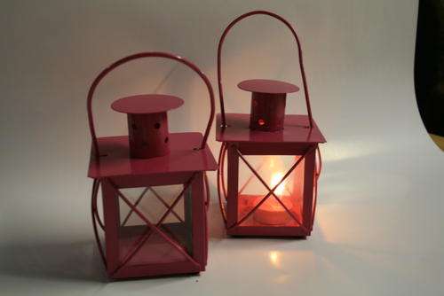 Pink Candle Lantern x 2