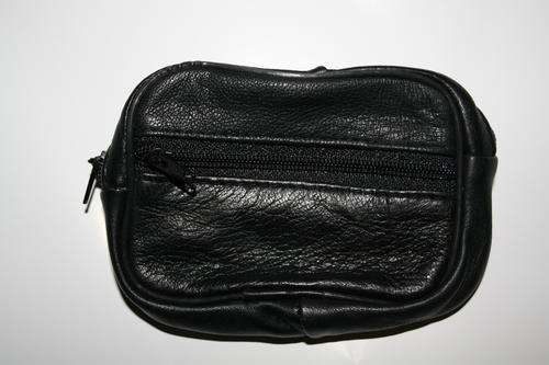 Imported Genuine Leather Small Black Pouch from Pakistan (Black)