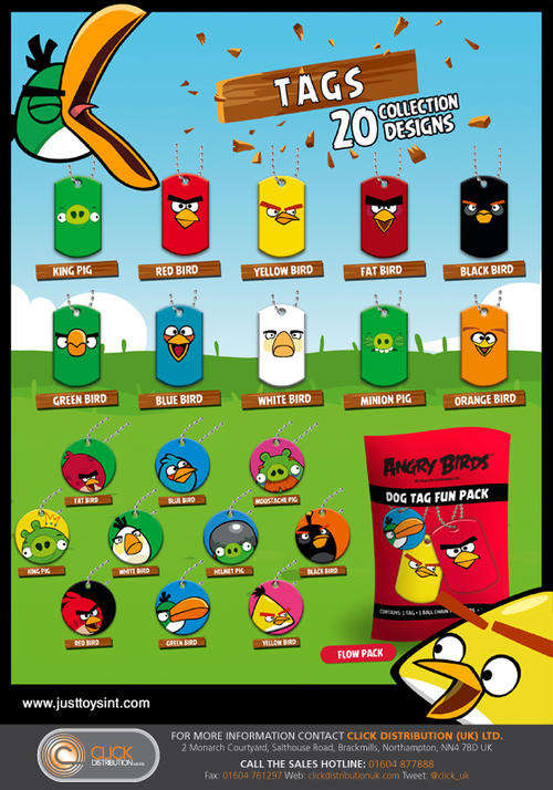 Set of 5 Angry Birds Dog Tags