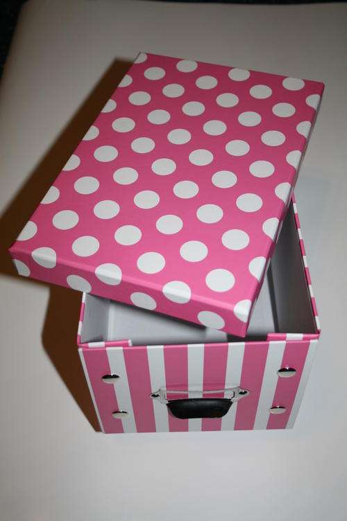 Beautiful Pink and White Cardboard Storage box with lid