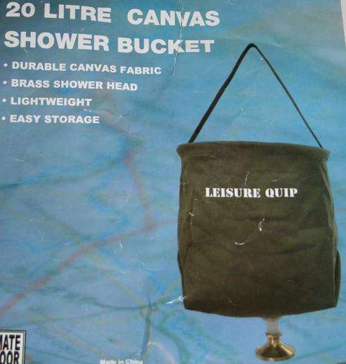 Leisure Quip Canvas Shower Bucket with brass shower head