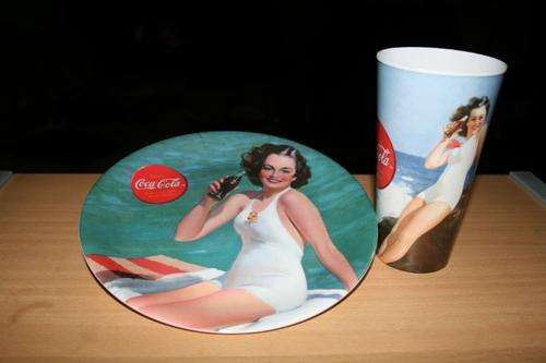 Melamine  Beach Babes Coca Cola Plate and Tumbler