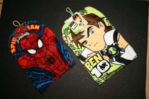 Licensed Washing Mitts Spiderman and Ben 10