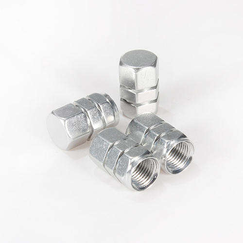 Aluminium Automobile Tyre Valve Stem Caps Covers x 4 - Silver