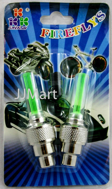 Pack Of 2 Fireflys Green LED Flash Valve Cap for Bicycle or Car