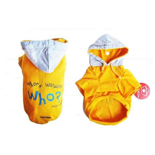 Dog's Life Hooded Tee with Polka Stripe Hood Sunglow Yellow (L)