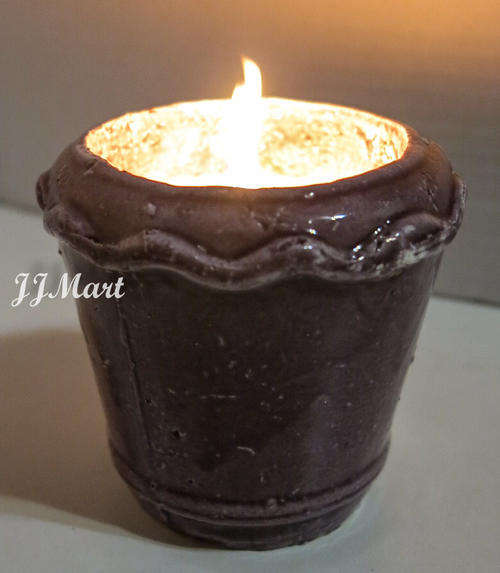 Jar candle wave terracotta purple  9.5cm (3 Available)