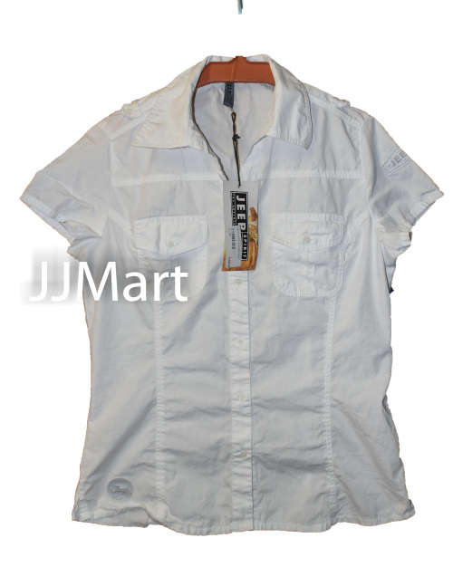 Jeep Ladies White Poplin Badge Shirt  - Size Medium
