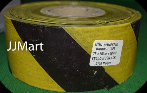 Non Adhesive Barrier Tape - Black/Yellow - 500m x 75mm