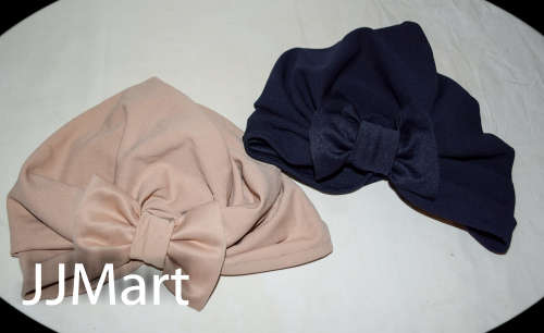 2 x Barbett Cortrelli Knotted Bow Turban in Navy & Beige