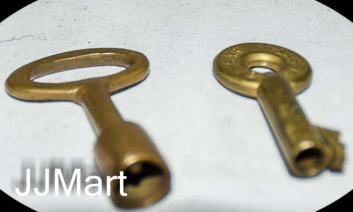 2 x Brass Railroad Key - SA Lock Comp - Vintage All Cast Brass Raised - South African Railways
