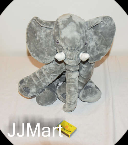 Plush Elephant Pillow - Grey