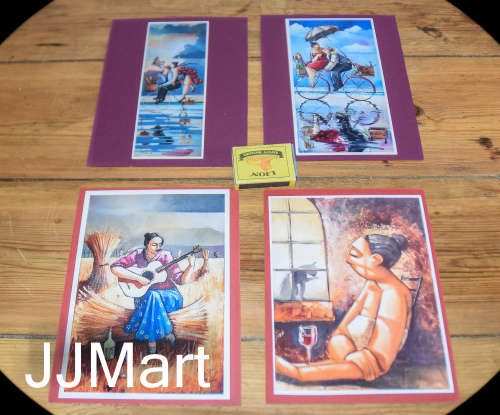 4 x Cute Wine Woman Art Print by West