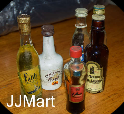Vintage  Miniature Oil and Alcohol Bottles x 6 - Lot 2