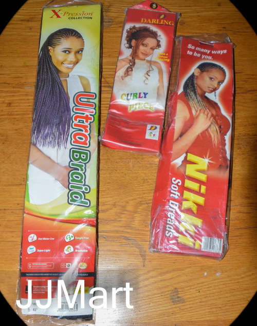 3 x Hair Braids/Dreads/Curly Piece