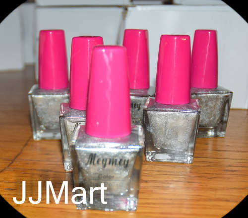 MeyMey Nail Polish Silver Glitter x 6
