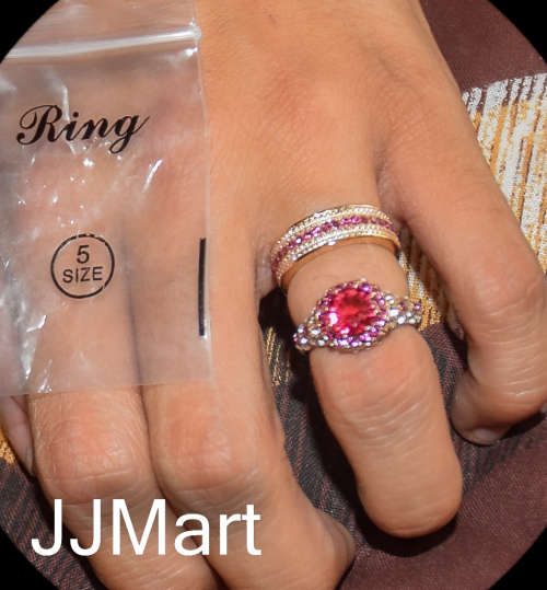 Costume Jewellery : Rose Stone Ring Set Size 5