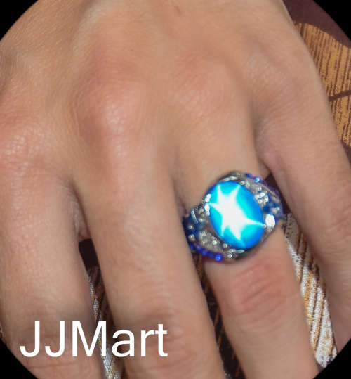 Costume Jewellery : Silver with Blue Stone Size 5
