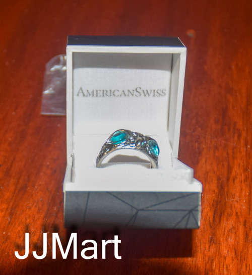 Costume Jewellery :Silver Ring with Bird of Prey Eyes  - Adjustable Size