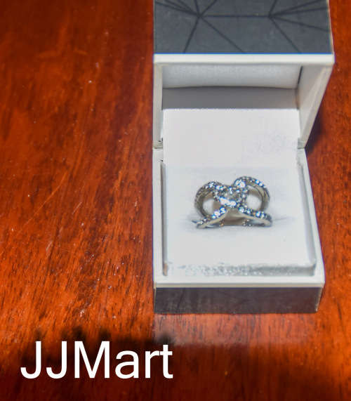 Costume Jewellery :Silver Ring with stones  - Size 5