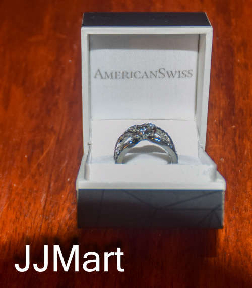 Costume Jewellery :Silver Ring with stones  - Size 5