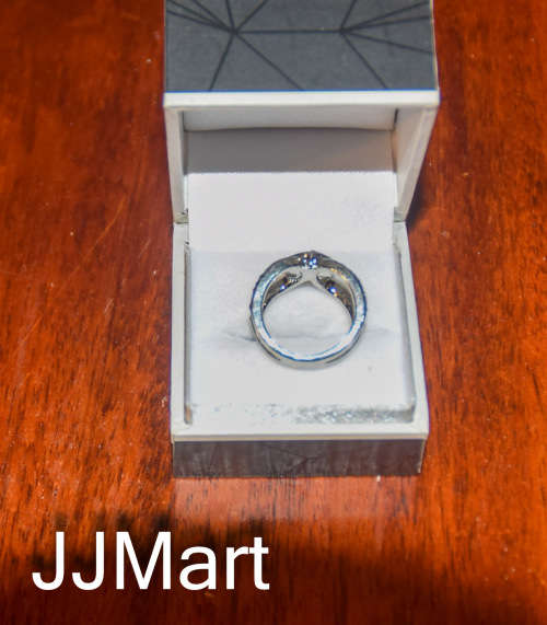 Costume Jewellery :Silver Ring with stones  - Size 5