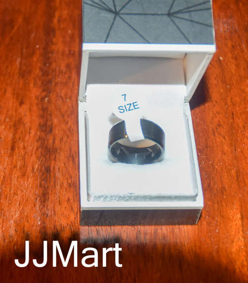 Costume Jewellery: Metal Black Ring  - Size 7