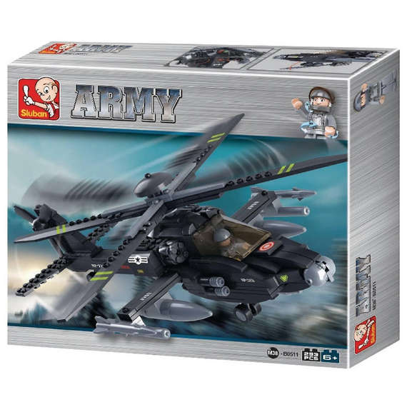 Sluban Army - AH-64 Apachi Helicopter (293 Pieces). (Box damaged)