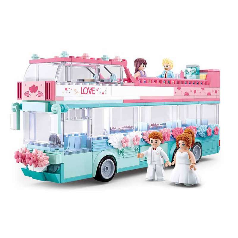 Sluban Building Set: Girl`s Dream Double Decker Wedding Vehicle - 379 Piecess (Box damaged)