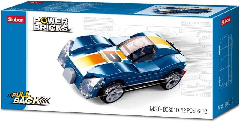 Sluban Power Bricks Pull Back Car - 52 Piece