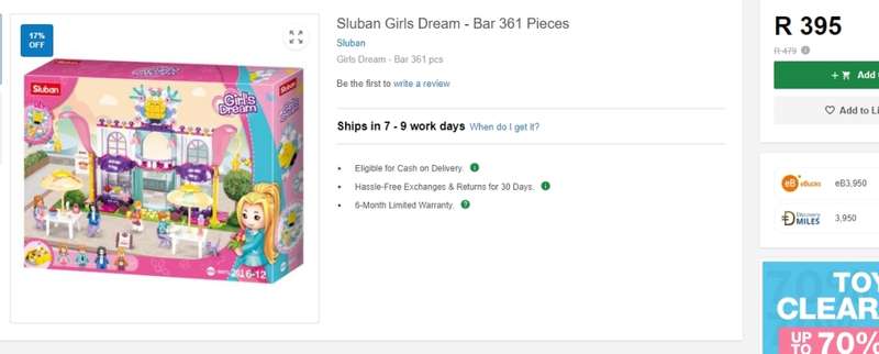 Sluban Girl`s Dream Bar 361 Pieces (box damaged)