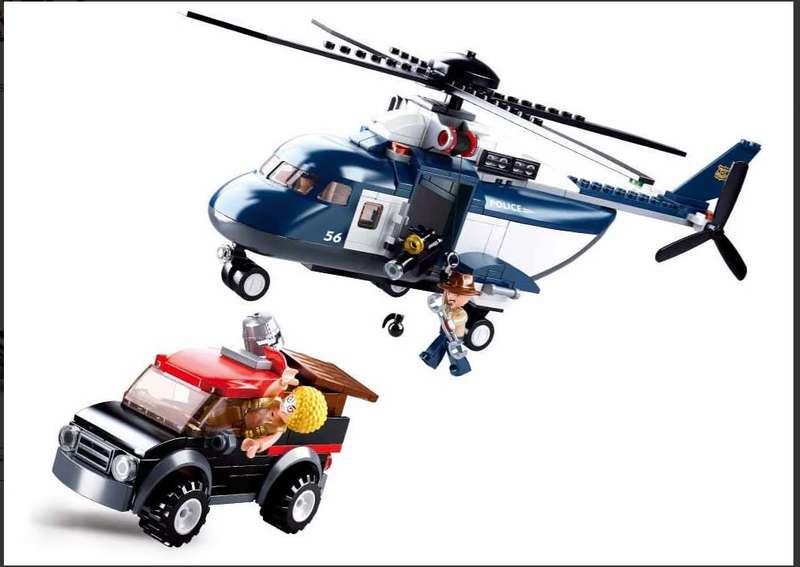 Sluban Building Set: Police Helicopter and Truck - 285 Pieces (Box damaged)