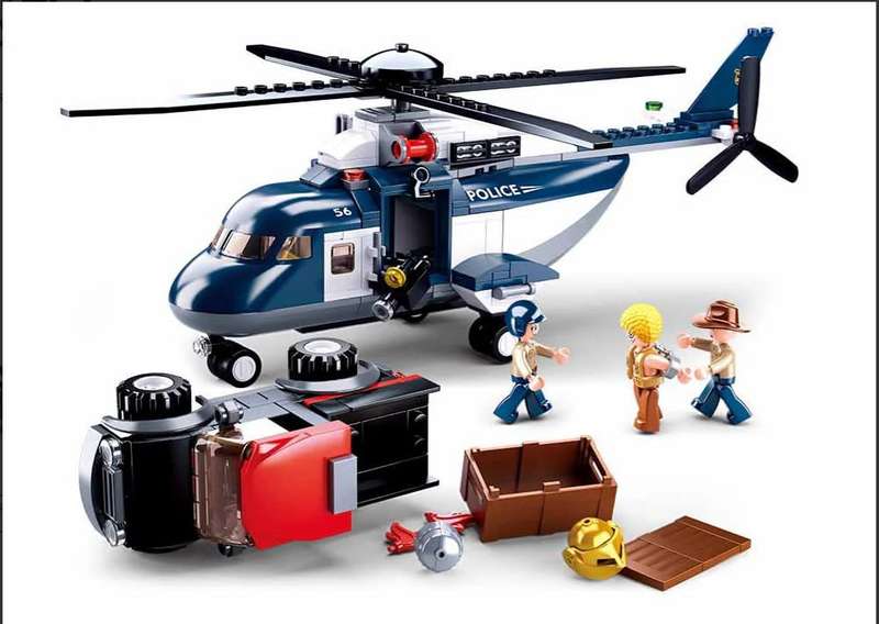 Sluban Building Set: Police Helicopter and Truck - 285 Pieces (Box damaged)