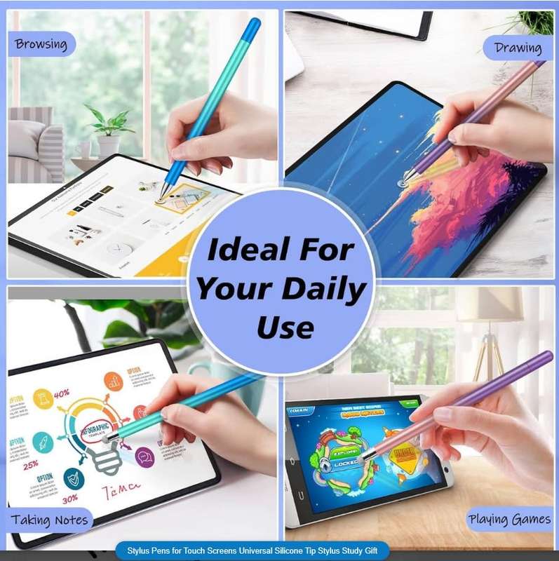 Stylus Pens for Touch Screens Universal Silicone Tip Stylus Study Gift (Pink/Purple)