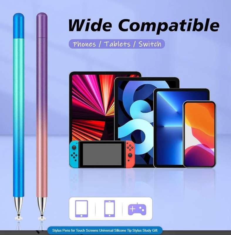 Stylus Pens for Touch Screens Universal Silicone Tip Stylus Study Gift (Pink/Purple)